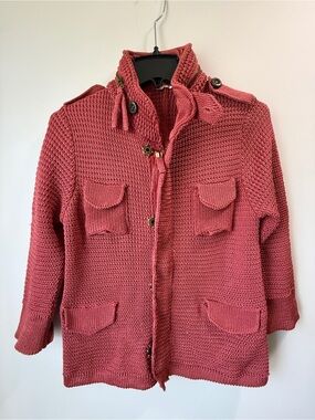 Rare Bark Knit Utility Jacket in Dusty Rose Made in Italy Women size S
